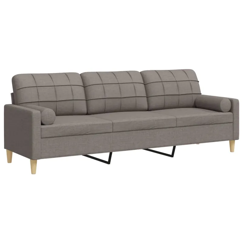 vidaXL Sofá de 3 plazas con cojines tela gris oscuro 210 cm - Sofás sillones puffs