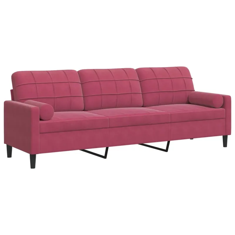 vidaXL Sofá de 3 plazas con cojines terciopelo marrón 210 cm - Sofás sillones puffs