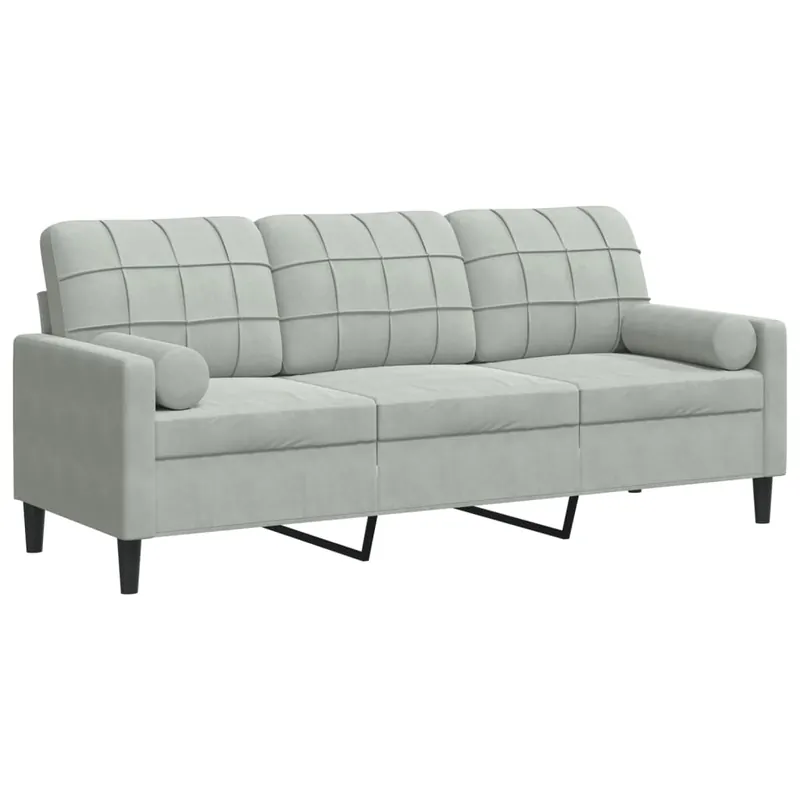 vidaXL Sofá de 3 plazas con cojines terciopelo amarillo 180 cm - Sofás sillones puffs