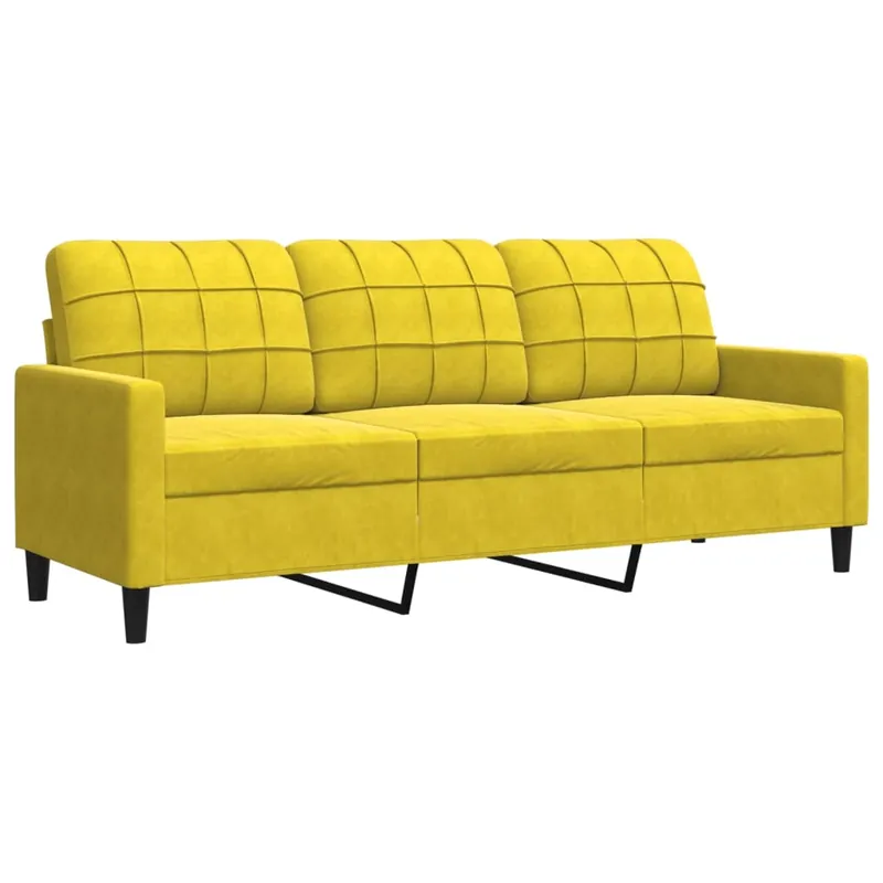 vidaXL Sofá de 3 plazas terciopelo amarillo 180 cm - Sofás sillones puffs
