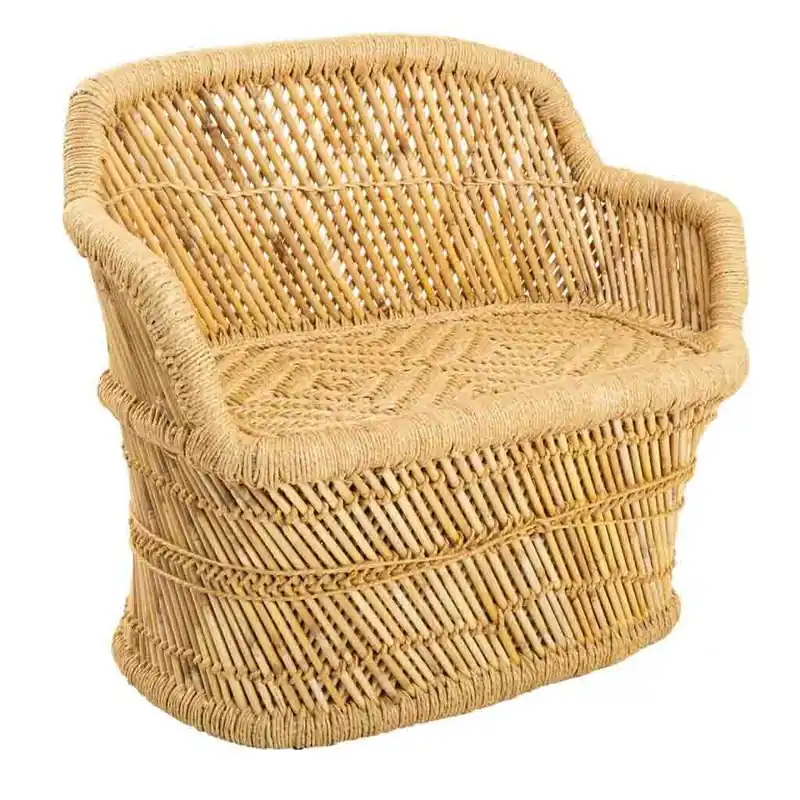 Sofa de niño 2 plazas de bambu natural de 62x30x48.5 cm - Jardín