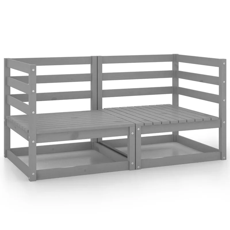 vidaXL Sofá de jardín 2 plazas gris madera maciza pino