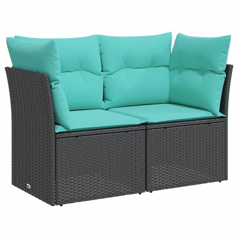 vidaXL Sofá de jardín 2 plazas con cojines ratán sintético negro - Sofás sillones puffs