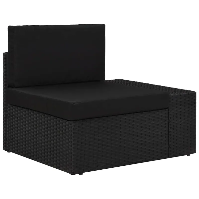 vidaXL Sofá seccional esquina reposabrazos izquierdo ratán PE negro - Sofás sillones puffs