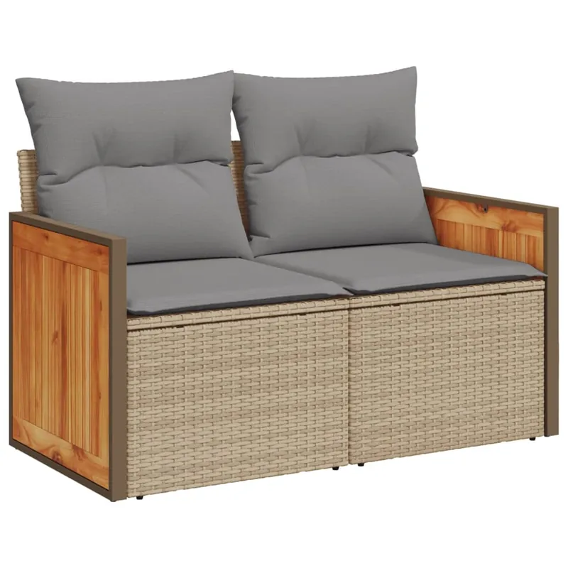 vidaXL Sofá de jardín con cojines de 2 plazas ratán sintético beige - Sofás sillones puffs