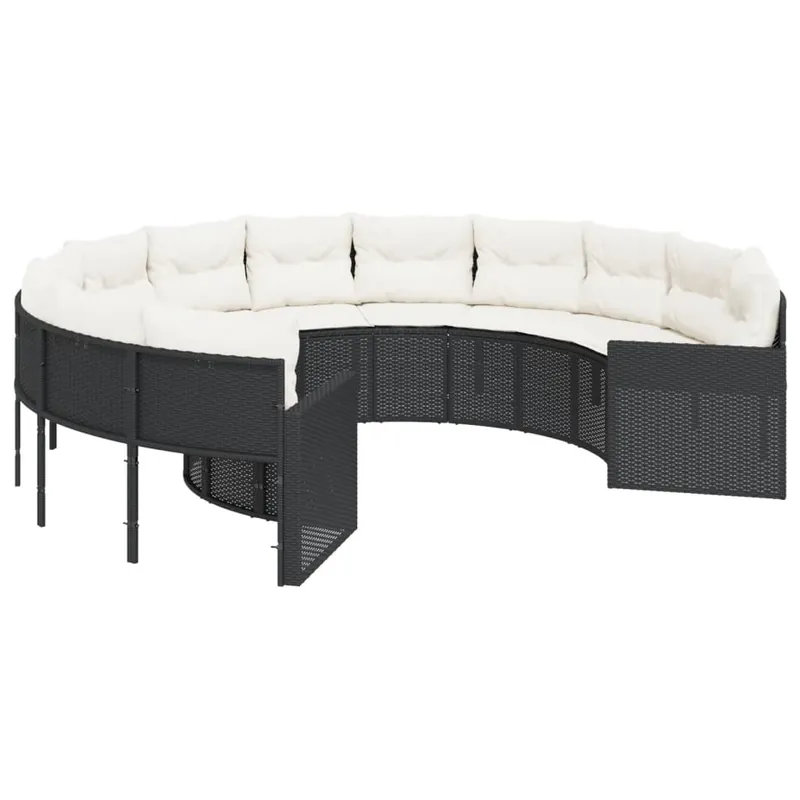 vidaXL Sofá de jardín redondo con cojines ratán sintético gris - Sofás sillones puffs