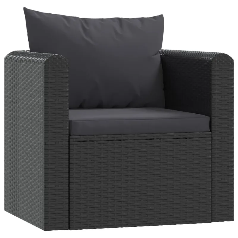 vidaXL Sillón con cojines de ratán sintético negro - Sofás sillones puffs