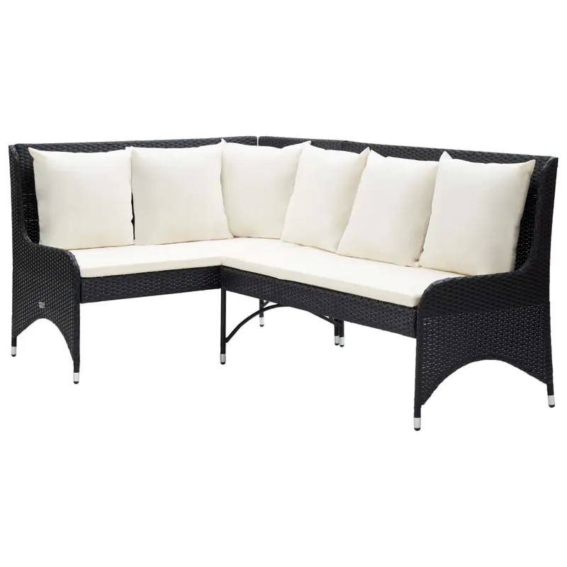 vidaXL Sofás de esquina de jardín 2 piezas ratán PE negro - Sofás sillones puffs