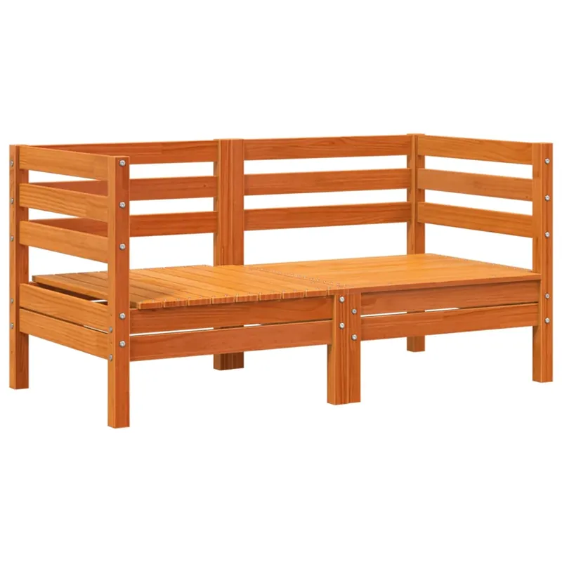 vidaXL Sofás de esquina de jardín 2 uds madera maciza pino marrón cera - Sofás sillones puffs