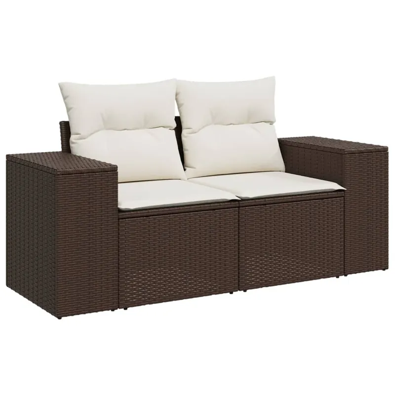 vidaXL Sofá de jardín con cojines 2 plazas ratán sintético marrón - Sofás sillones puffs