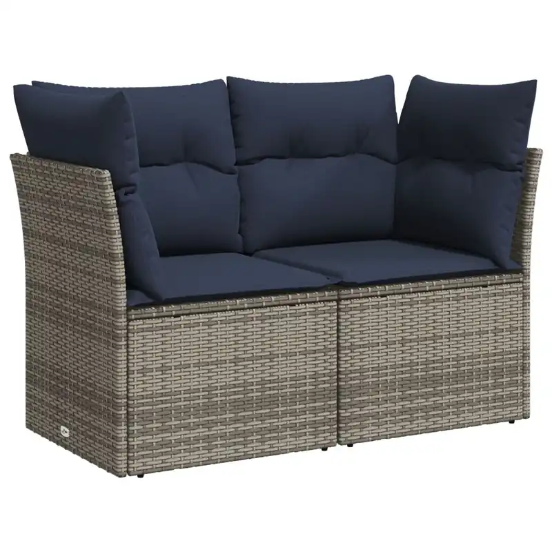 vidaXL Sofá de jardín con cojines 2 plazas ratán sintético gris - Sofás sillones puffs