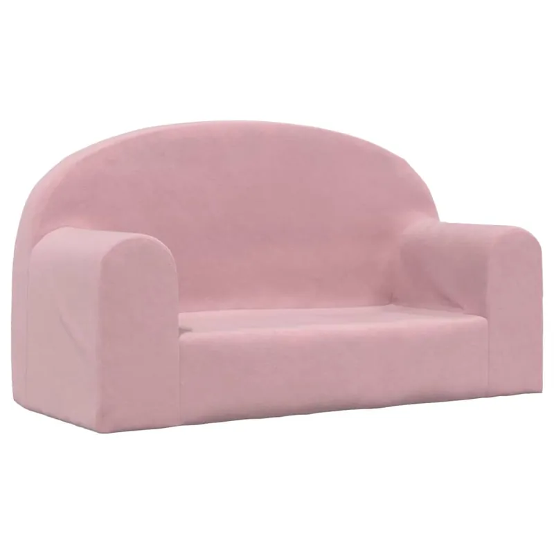 Sofá para niños - Sofá infantil de 2 plazas felpa suave rosa