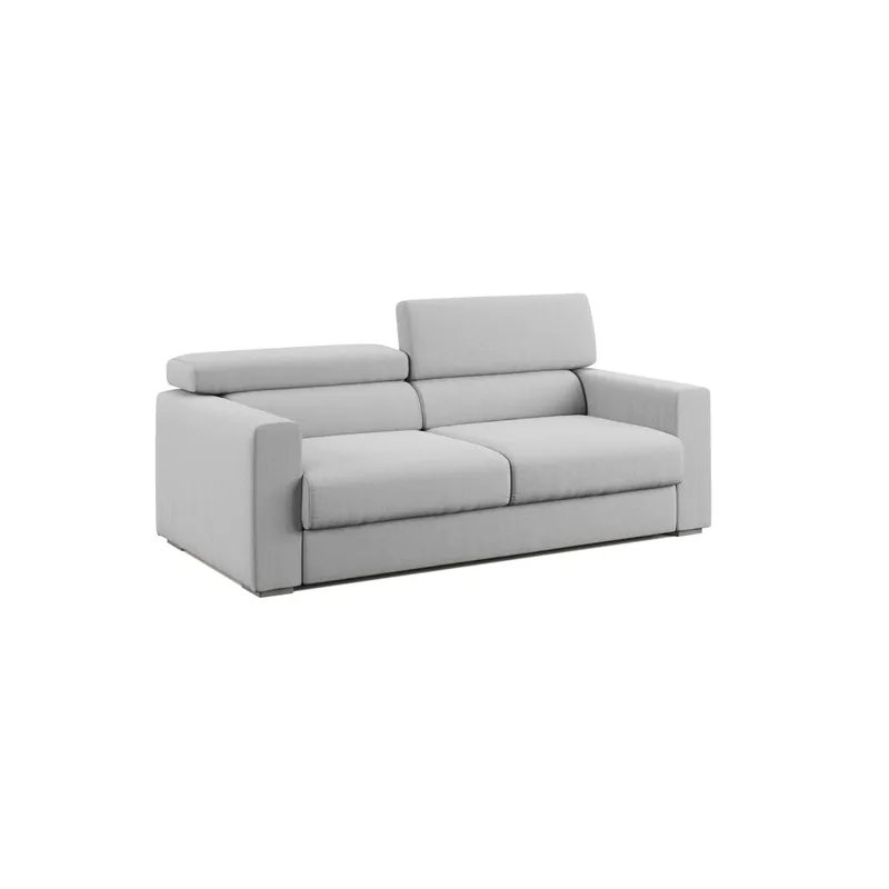 Dylan Sofá con pouf extraíble en tejido efecto algodón impermeable 158 cm Amarillo - Sofás sillones puffs