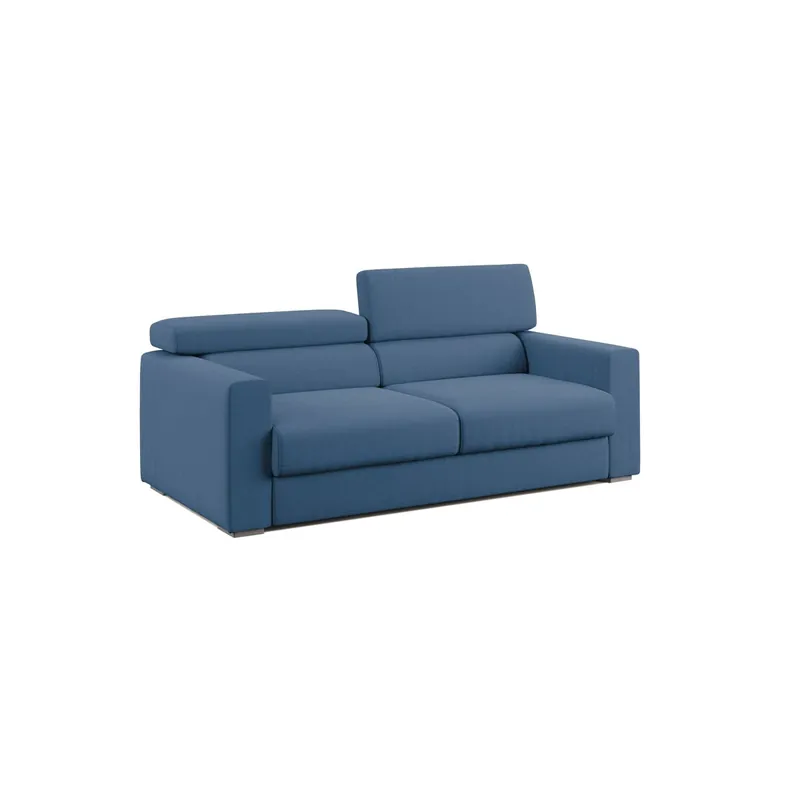 Dylan Sofá con pouf extraíble en tejido efecto algodón impermeable 188 cm Amarillo - Sofás sillones puffs