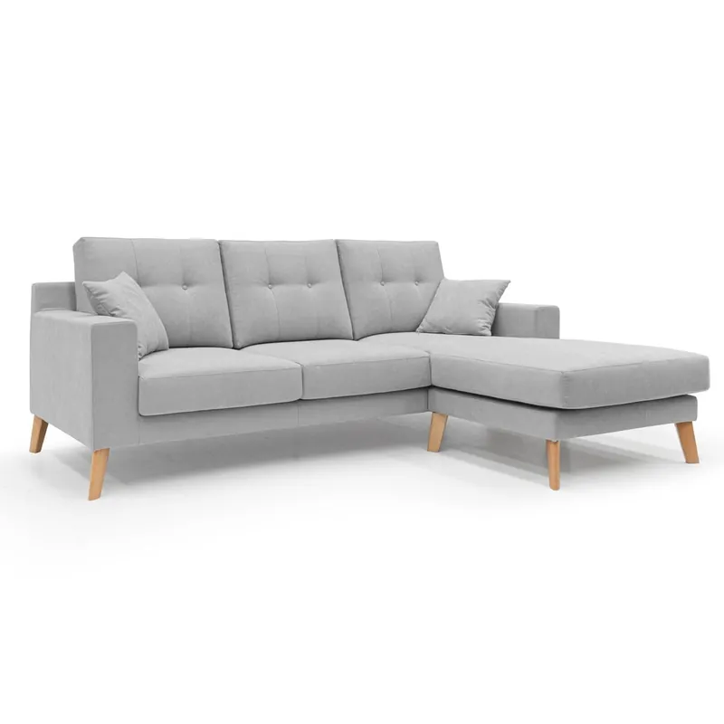Danish Sofá rinconero moderno reversible de tela suave e impermeable 237 cm Amarillo - Sofás sillones puffs