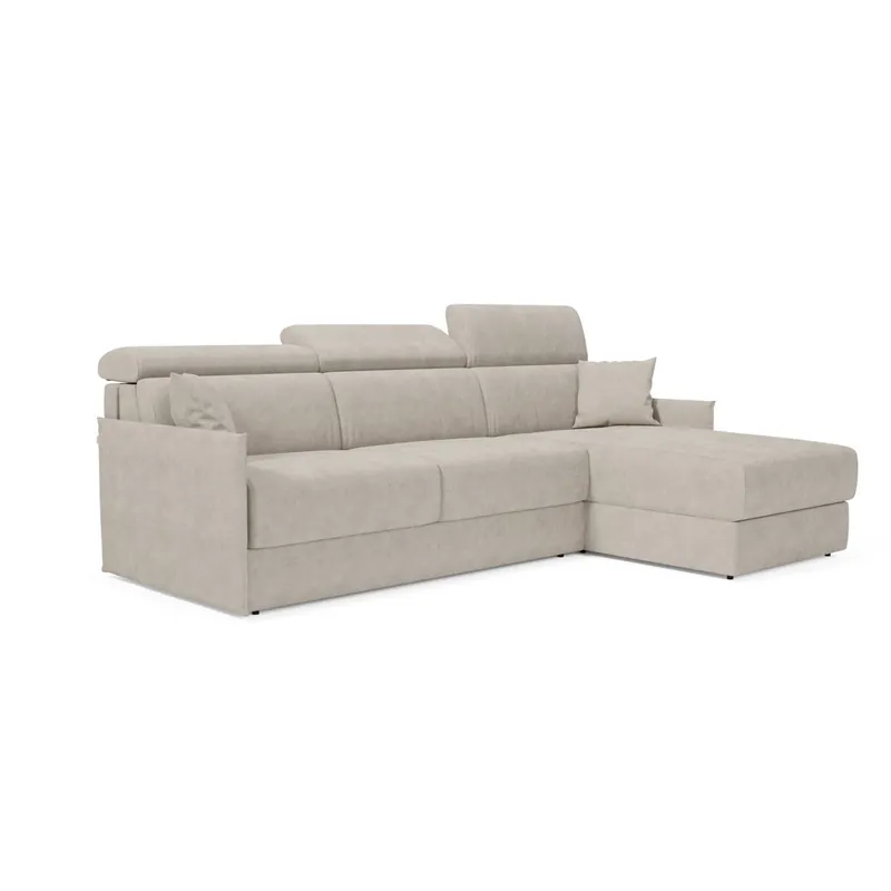 Miryam sofá cama esquinero con reposacabezas reclinables en tejido antimanchas T31 252 cm Derecho amarillo - Sofás sillones puffs