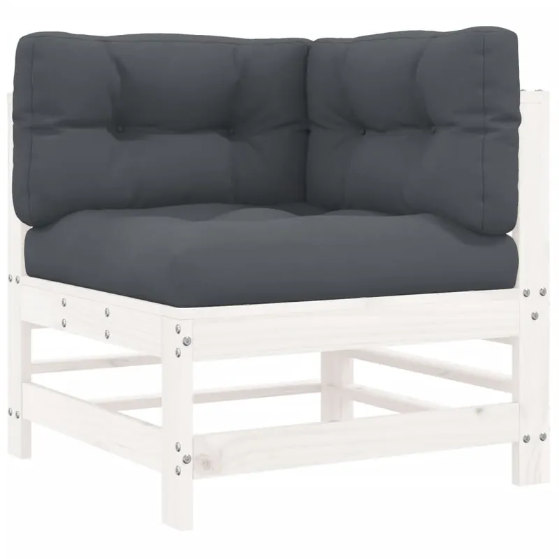 vidaXL Sofá esquinero con cojines madera maciza de abeto de Douglas - Sofás sillones puffs