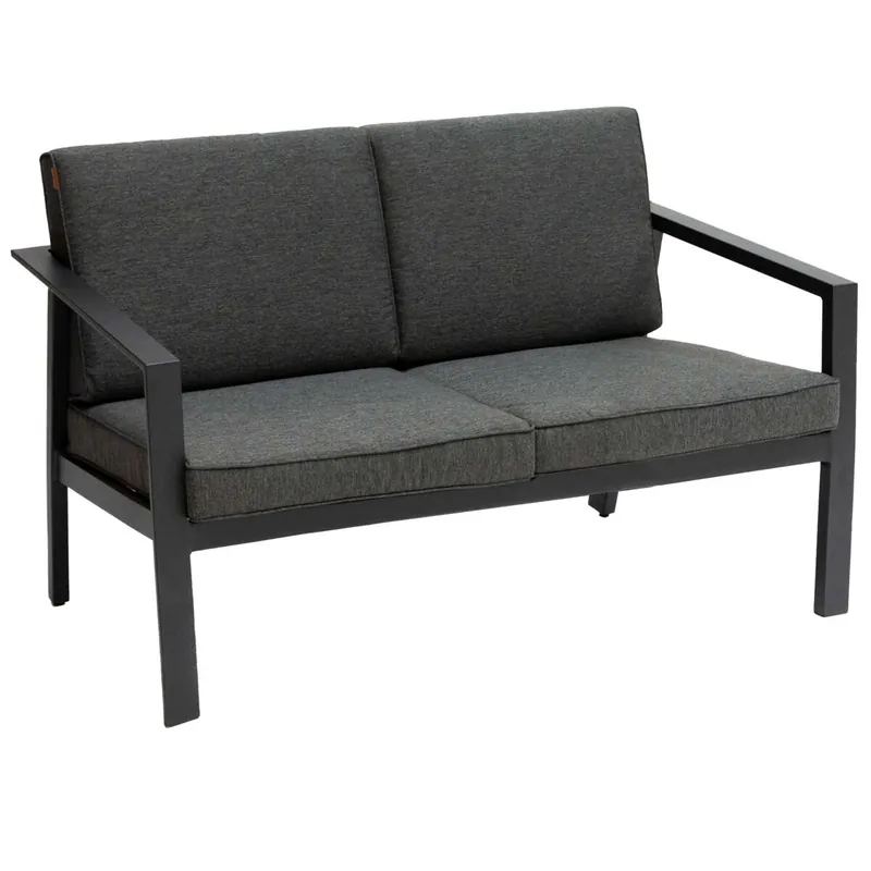 Sofá Exterior Pavane 2 Plazas Terraza Asiento De Jardín Estilo Moderno Color Gris 121x73x63 cm