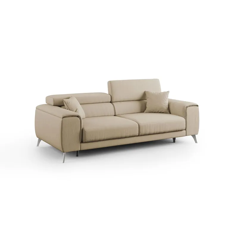 Fusion Sofá con asientos deslizantes en tela suave antimanchas 215 cm Amarillo - Sofás sillones puffs