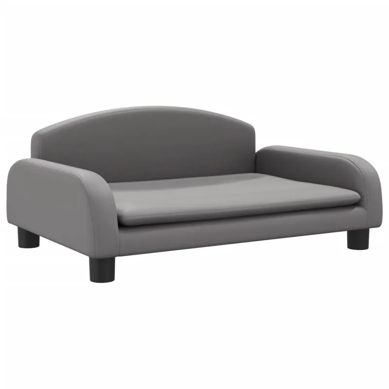 Sofá infantil - Sofá para niños de cuero sintético gris 70x45x30 cm