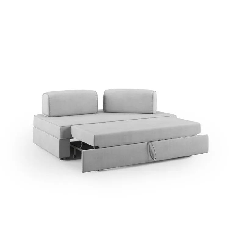Liberty Sofá con puff extraíble y respaldo desmontable en tela impermeable 200 cm Crema - Sofás sillones puffs