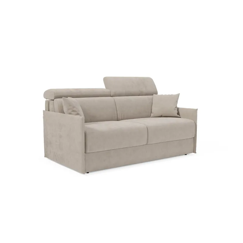 Miryam Sofá cama con reposacabezas reclinables en suave tejido antimanchas T31 189 cm amarillo - Sofás sillones puffs