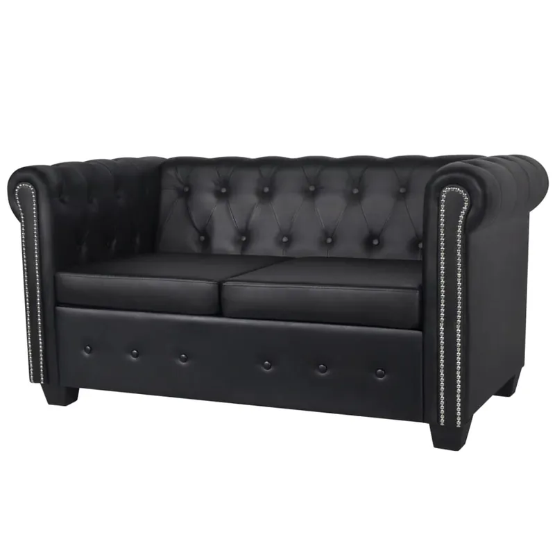 vidaXL Sofá Chesterfield de 2 plazas cuero sintético blanco - Sofás sillones puffs