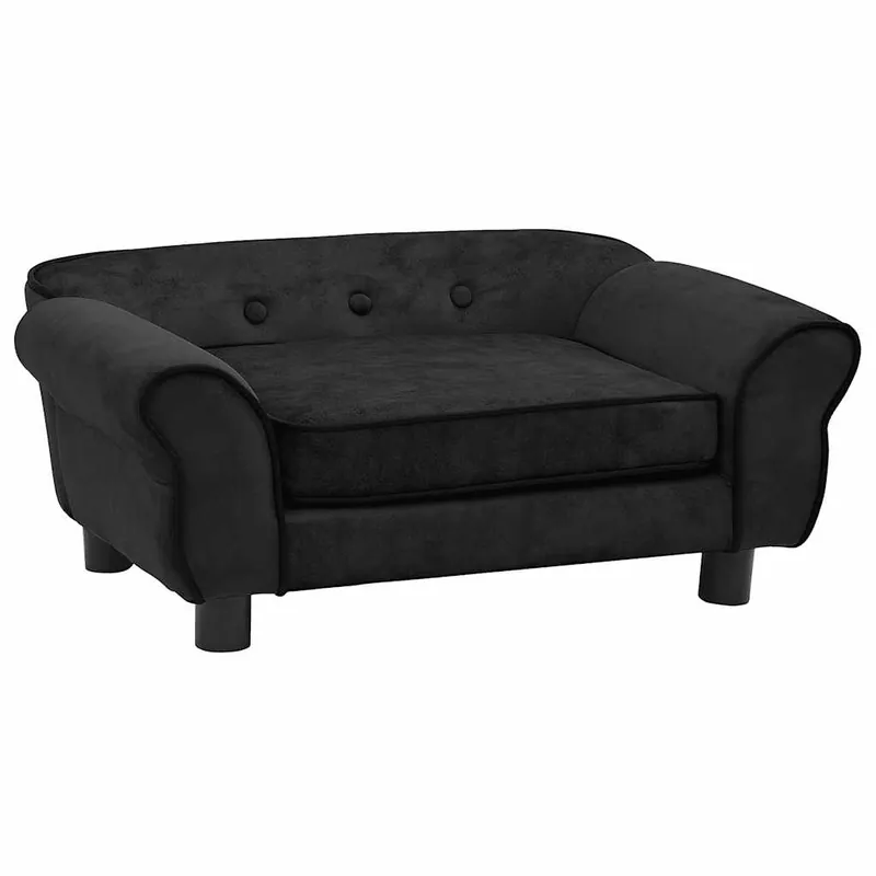 vidaXL Sofá para perros felpa negro 72x45x30 cm - Jardín