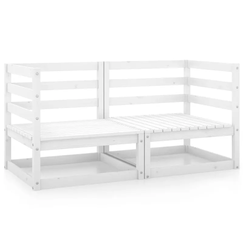 vidaXL Sofás de esquina de jardín 2 uds madera maciza de pino gris
