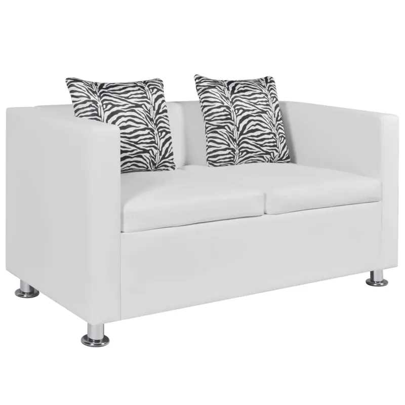 vidaXL Sofá de 2 plazas de cuero artificial blanco - Sofás sillones puffs