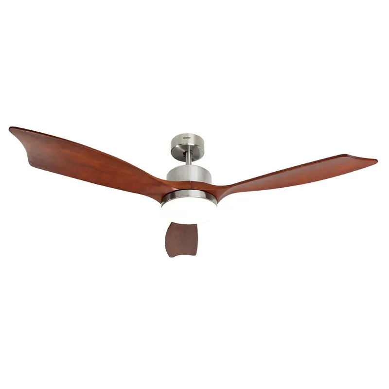 VENTILADOR TECHO 54" 137CM CON LUZ LED ,3 ASPA MADERA .3 VELOCIDADES.55W,TEMP 8H ,REVERSIBLE -MOTOR DC COBRE.MANDO