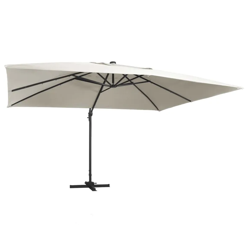 Sombrilla desplazada con luces LED de aluminio 400 x 300 cm arena 02_0008451 - Jardín