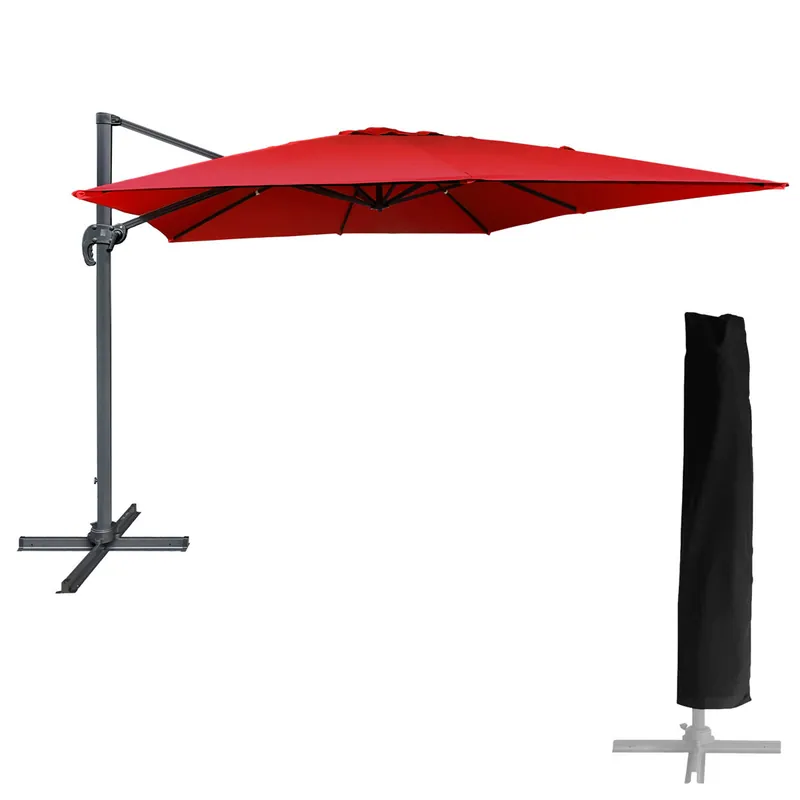 Sombrilla cuadrada MOLOKAI 3x3m roja + funda - Jardín