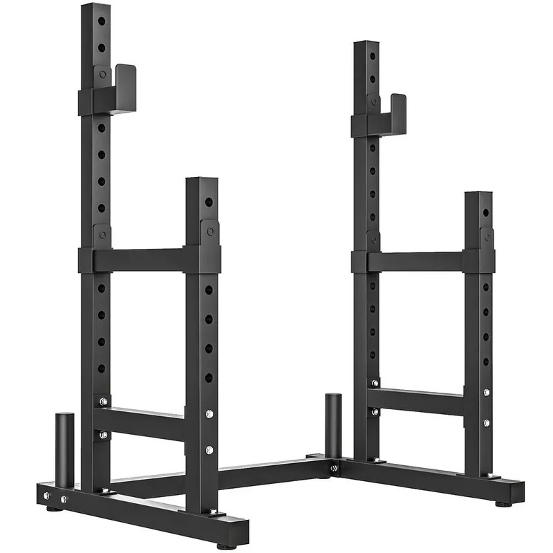 SPORTNOW Soporte para Pesas Sentadillas, Soporte Barra Pesas Ajustable con Topes de Seguridad, Rack de Press de Banca Musculación en Casa Gimnasio, Carga 300 kg, Altura Regulable de 48-135/45-85 cm