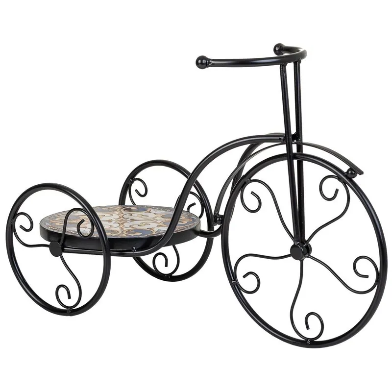 Soporte bici de mosaico y forja dorado 53x23.5x36h cm - Jardín