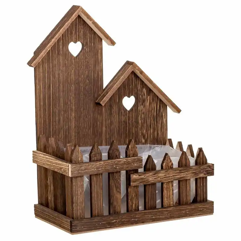 Soporte de madera en tono marrón de 26.5x15x35 cm - Decoración