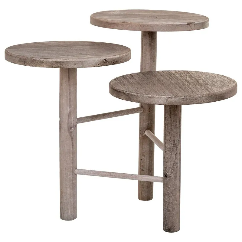 Soporte de madera para 3 macetas blanco d25x40/35/30 - Jardín