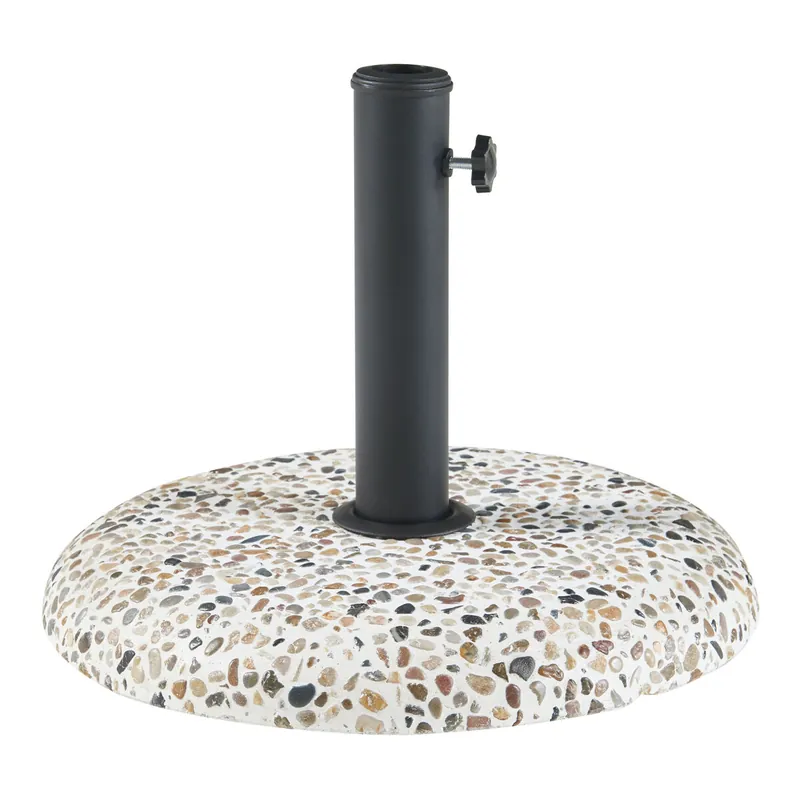 Soporte de Sombrilla Bitritto Circular Ø45 x 6 cm Hormigón - Aspecto Grava Blanco [casa.pro]