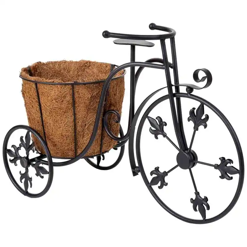 Soporte macetero bicicleta negro de medidas: 51x20x33h cm - Decoración