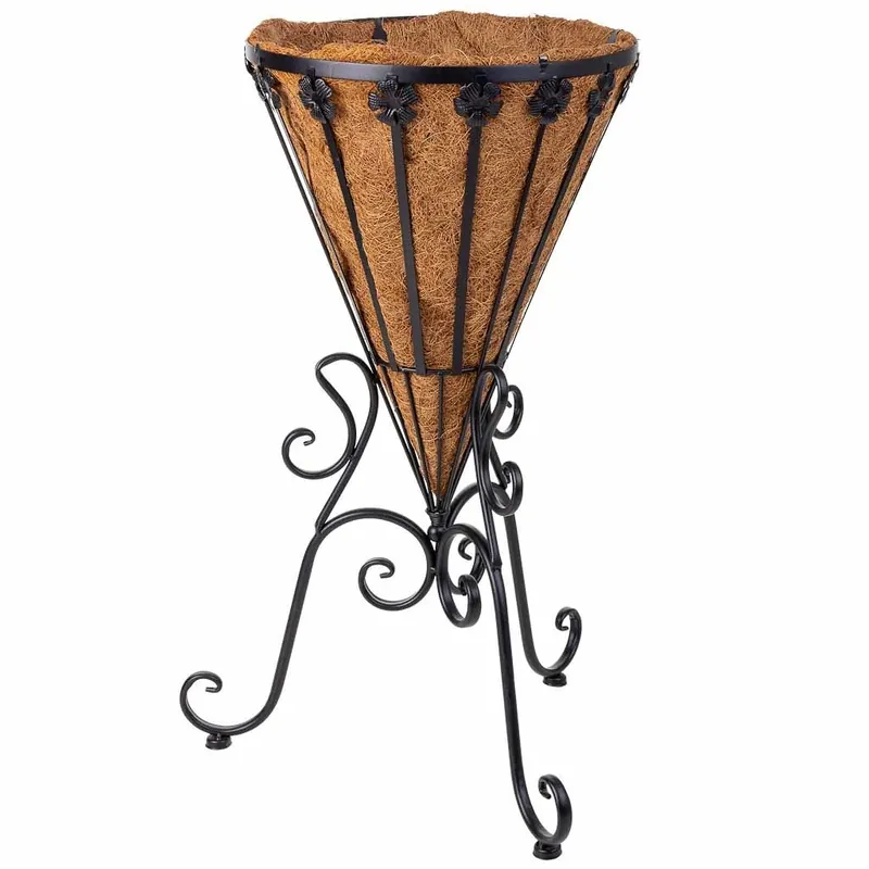 Soporte macetero negro de medidas: 42x37x61h cm. - Decoración