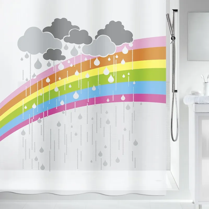 Spirella Colección Arc , Cortina De Ducha Textil 180 X 200, 100% Polyester, Multicolor - Baño