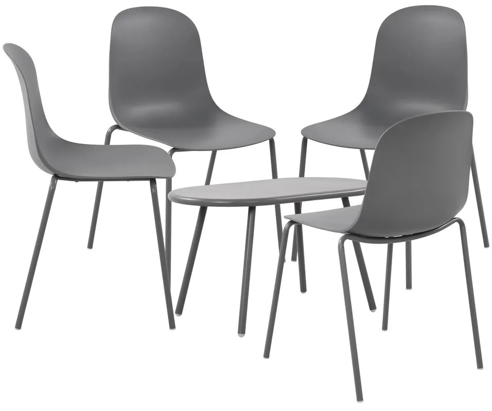 Suite de 4 plazas Veldin Plástico Gris oscuro 147X186X85 cm - Jardín