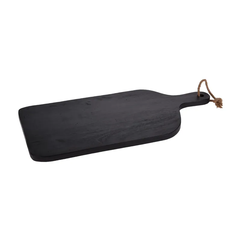 Tabla de Cortar de Madera de Caucho con Mango y Color Negro 58x28x2cm - Cocina