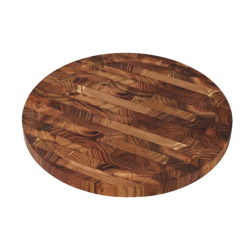 Tabla de Cortar Redonda de madera de teca con Acabado Granulado 28x28x2cm - Cocina