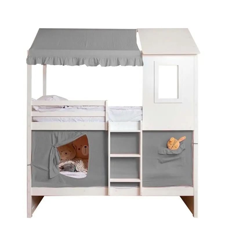 Techo para litera Casita algodón gris 70x198/154x133cm - Descanso