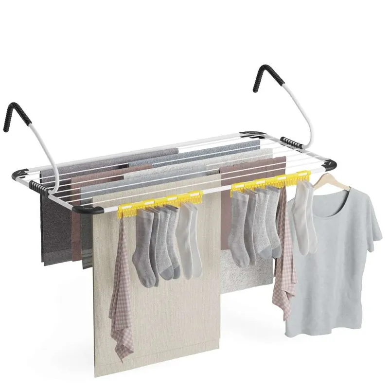 Tendedero Balcón Aereo V14 Newlux Blanco XXL de metal (107 × 55,5 × 28 cm). Capacidad de 14 m y resistencia de hasta 10 kg. - Electrodomésticos