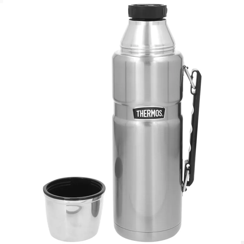 Thermos Botella térmica acero inoxidable 1,2L plata con asa - Cocina