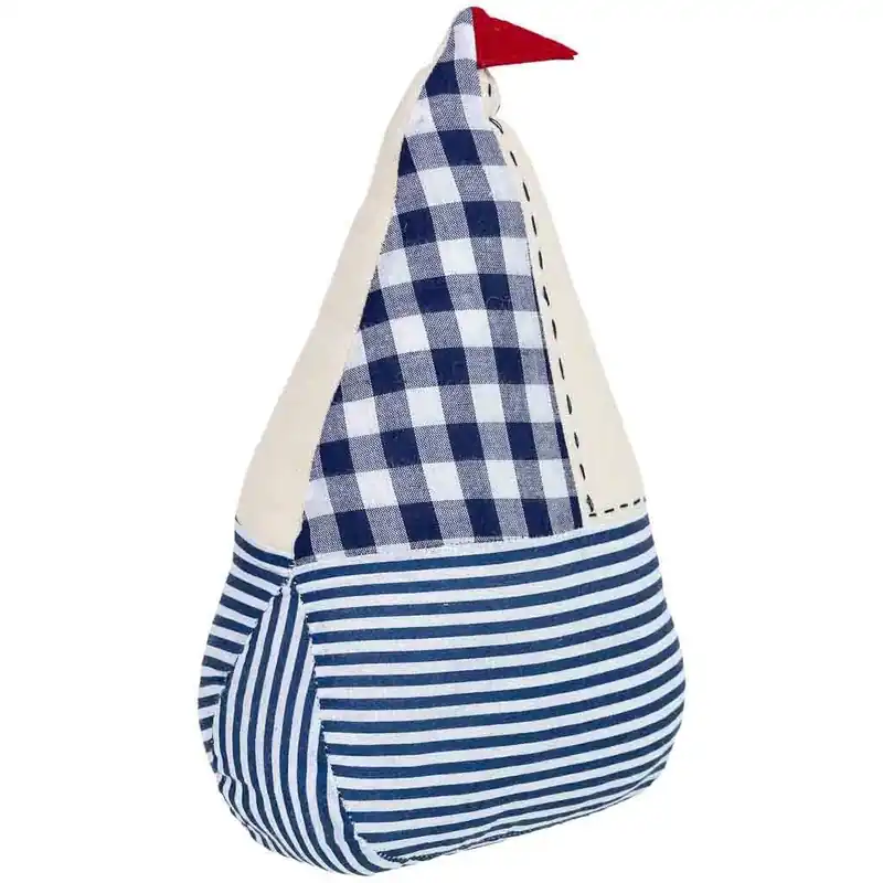 Tope de puerta barco de algodón azul 17x8x24 cm - Decoración