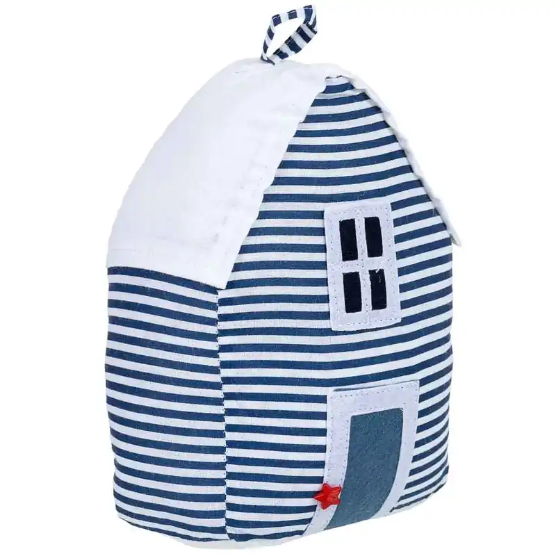 Tope de puerta casa de algodón azul 16x12x20h cm - Decoración
