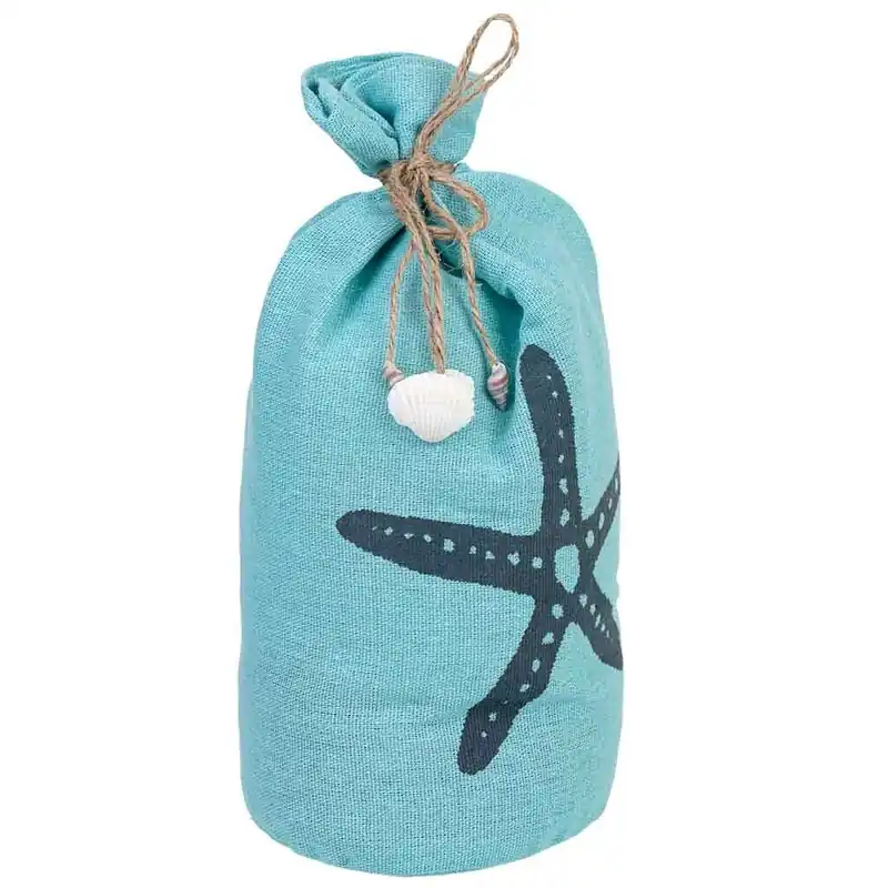 Tope de puerta de algodón con estrella azul 12x12x25h cm - Decoración